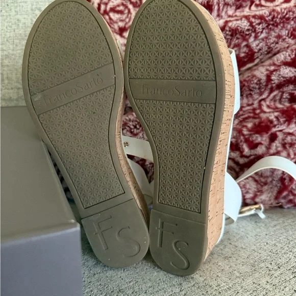 Franco Sarto Cream Wedge Sandals with Cork Sole - Picture 2 of 4